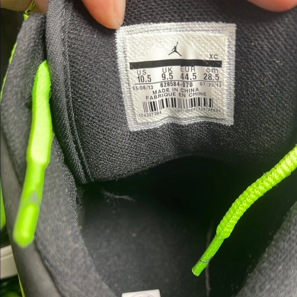 NIKE AIR‎ JORDAN Jordan 1 Flight Strap ‘Black Flash Lime Size 10.5